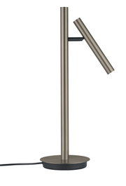 Moderne led-tafellamp in zijaanzicht met een slank, cilindrisch ontwerp en een verstelbare lampkop.