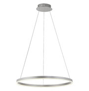 Moderne Pendelleuchte RITUS in Ringform, von unten betrachtet, mit schlankem, silbernem Design.