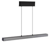 Moderne Hängeleuchte ETHAN von Globo Lighting in seitlicher Perspektive, mit rechteckigem, schwarzem Gehäuse und zwei dünnen Aufhängungen.