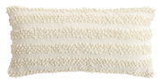 Rechteckiges Kissen mit cremefarbenen, strukturierten Streifen, Frontalansicht