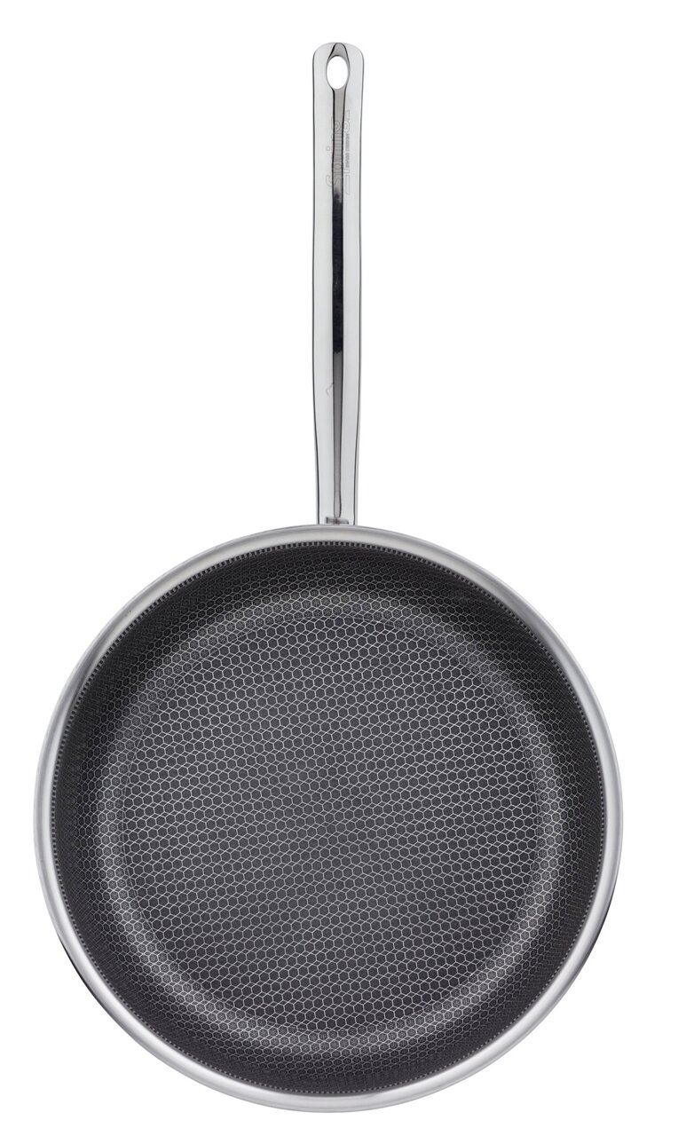 Spring Bratpfanne XL CUT RESIST Bratpfanne XL CUT RESIST PURE aus der Vogelperspektive mit Wabenstruktur auf der Bratfläche
