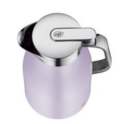 Lila Isolierkanne Skyline aus der Vogelperspektive mit glänzendem Deckel und schwarzem Griff.