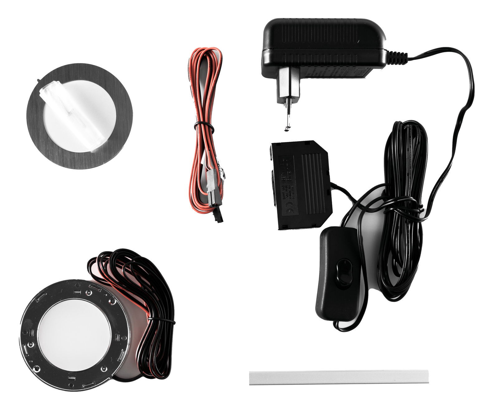 LED-Flat-Powerspot Set mit Netzteil, Kabel und Schalter, Draufsicht