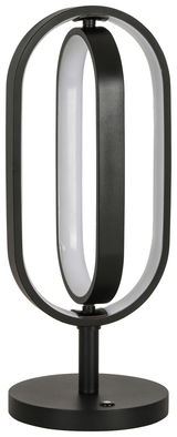 Moderne LED-Tischleuchte in ovalem Design, seitliche Perspektive
