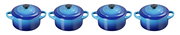 Vierer-Set Mini Cocotte in Azure-Blau, von schräg oben fotografiert.