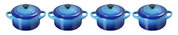Vierer-Set Mini Cocotte in Azure-Blau, von schräg oben fotografiert.