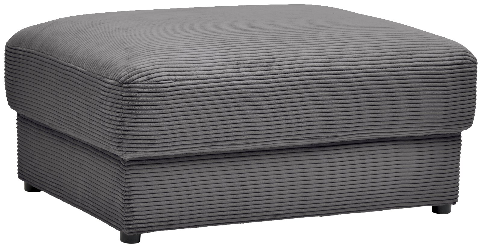 Z2 Hocker NAPOLI Grauer Hocker mit geripptem Stoffbezug, seitliche Perspektive