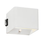 Witte accu-wandlamp in kubusvorm, zijaanzicht
