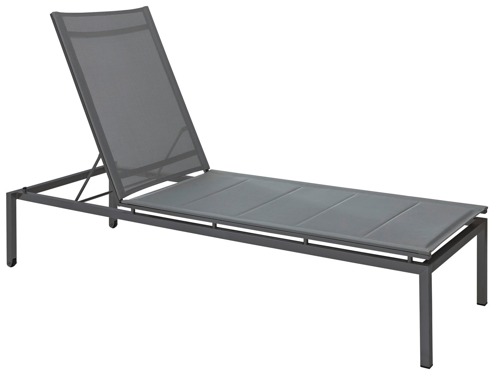 Amatio Sonnenliege CAP BENAT Graue Sonnenliege aus Metall mit verstellbarer Rückenlehne, seitliche Perspektive