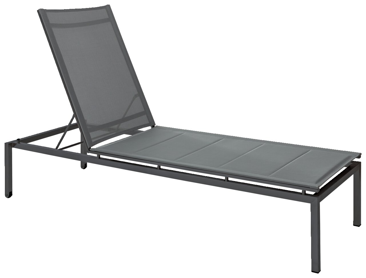 Amatio Sonnenliege CAP BENAT Graue Sonnenliege aus Metall mit verstellbarer Rückenlehne, seitliche Perspektive