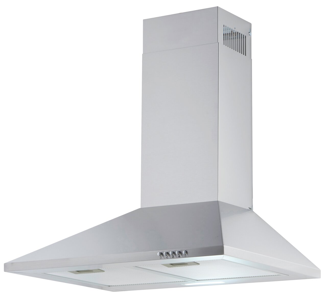 Dunstabzugshaube aus Edelstahl, frontale Perspektive