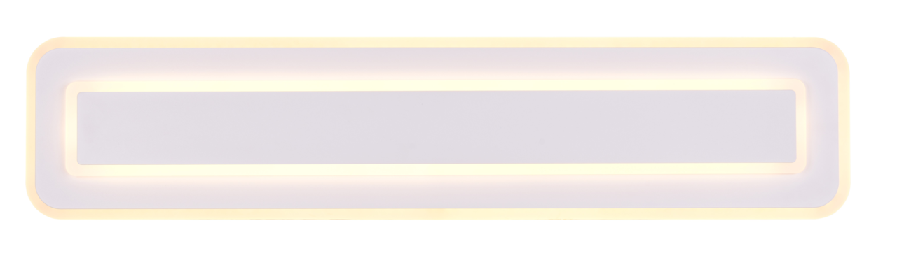 Rechteckige LED-Deckenleuchte mit abgerundeten Ecken, seitliche Perspektive