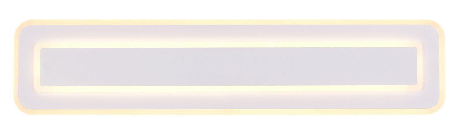 Rechteckige LED-Deckenleuchte mit abgerundeten Ecken, seitliche Perspektive