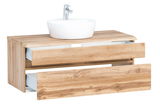 Waschtisch-Set mit Holzoptik und zwei offenen Schubladen, Ansicht von vorne