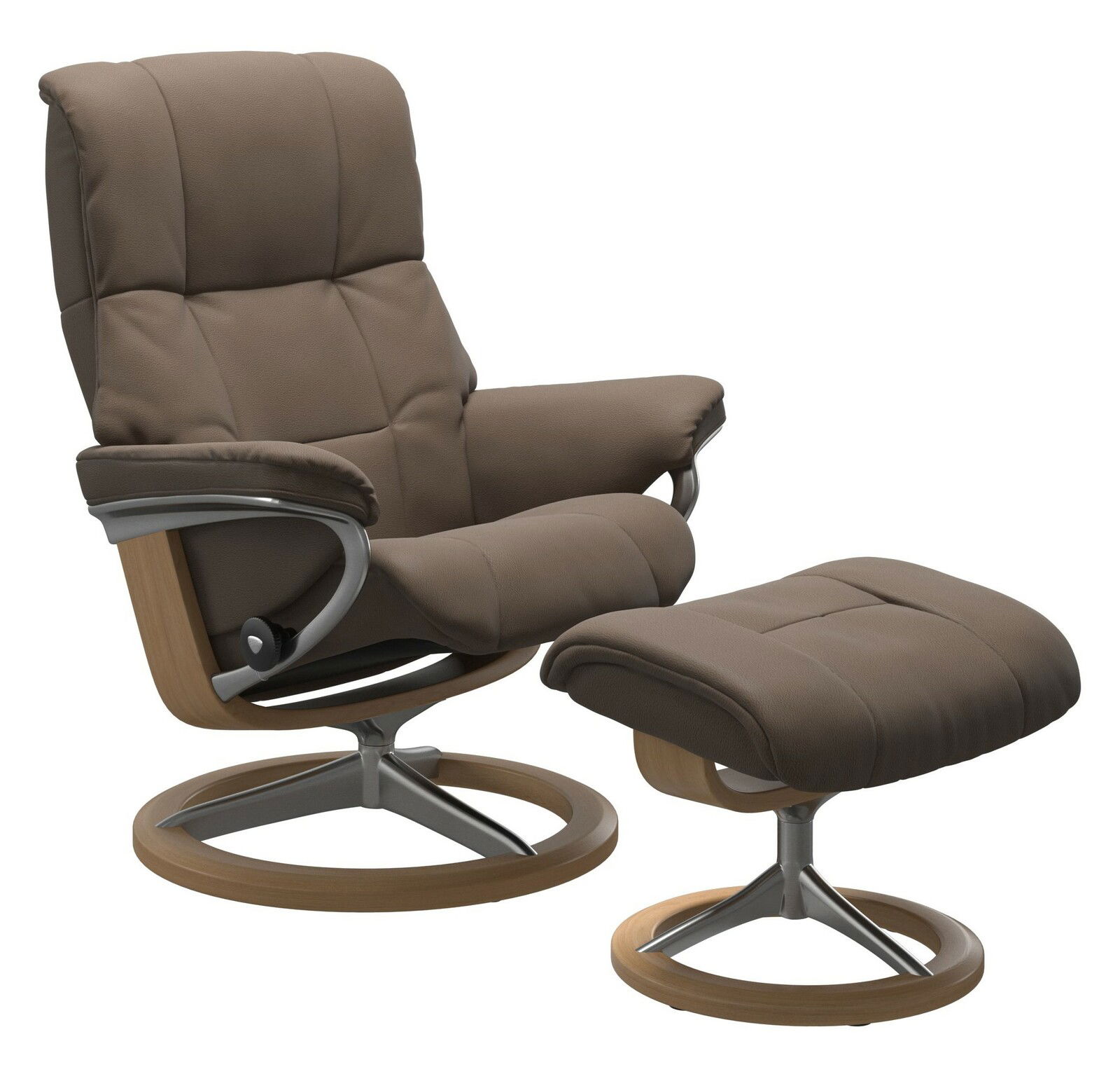 Stressless Set met losse fauteuils MAYFAIR Bequemer brauner Einzelsessel mit passendem Hocker, seitliche Perspektive