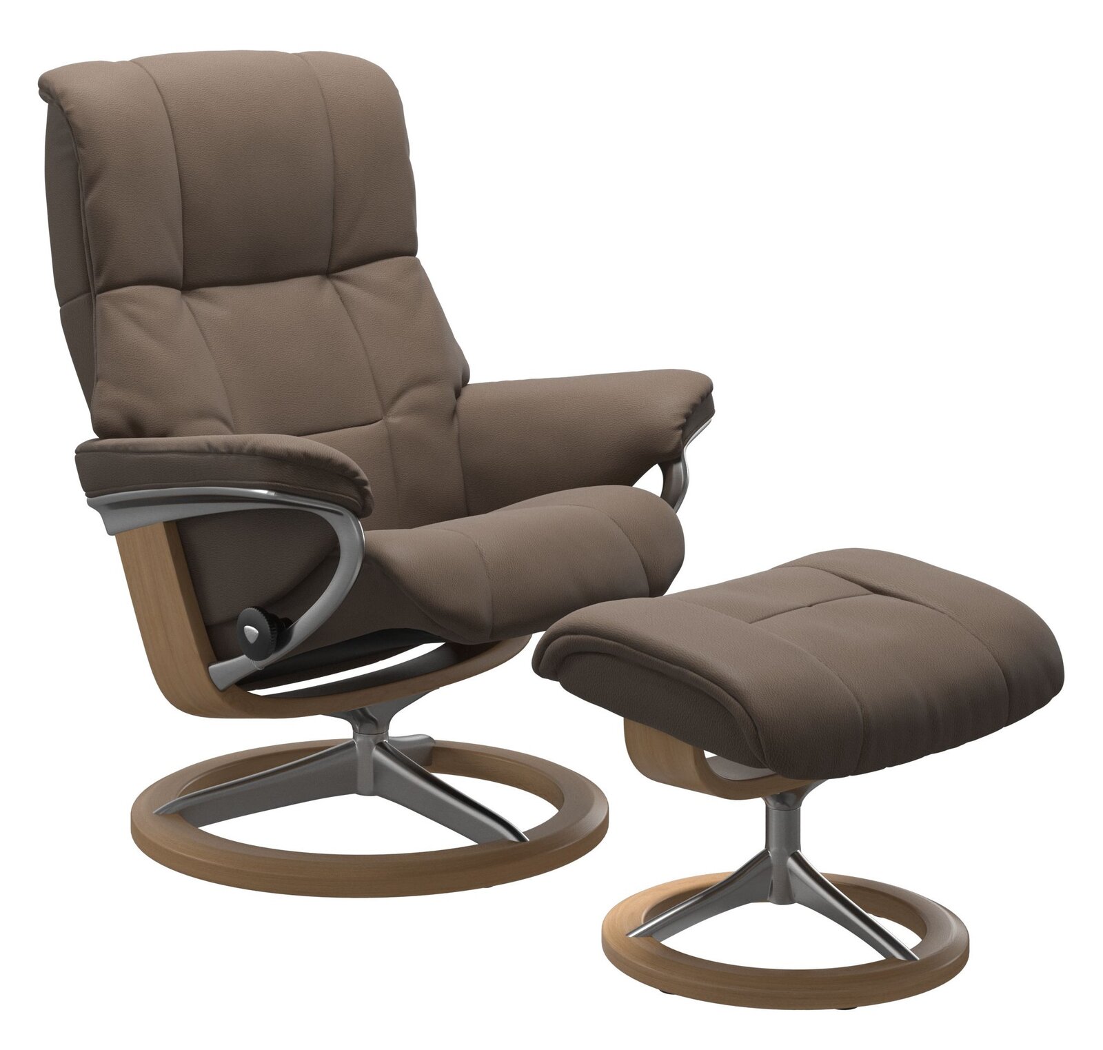 Stressless Einzelsesselset MAYFAIR Bequemer brauner Einzelsessel mit passendem Hocker, seitliche Perspektive