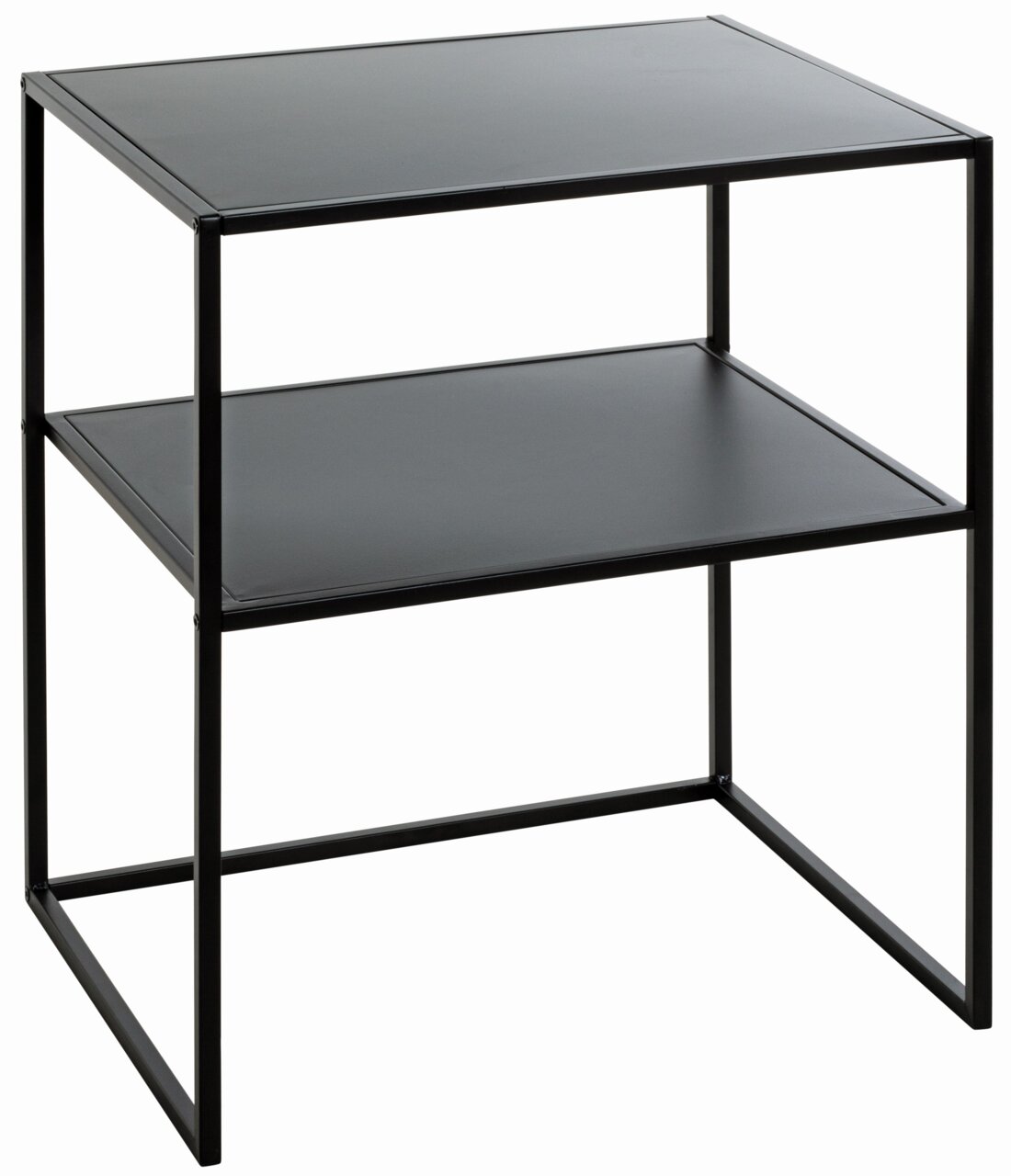 XORA Beistelltisch MANOLA Moderner schwarzer Beistelltisch mit zwei Ebenen, seitliche Perspektive