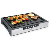 Tischgrill Style mit gegrilltem Gemüse auf der Grillfläche, seitliche Perspektive