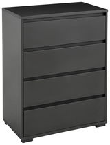 Schwarze Hochkommode mit vier Schubladen, seitliche Perspektive