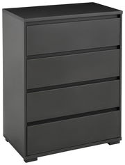 Schwarze Hochkommode mit vier Schubladen, seitliche Perspektive