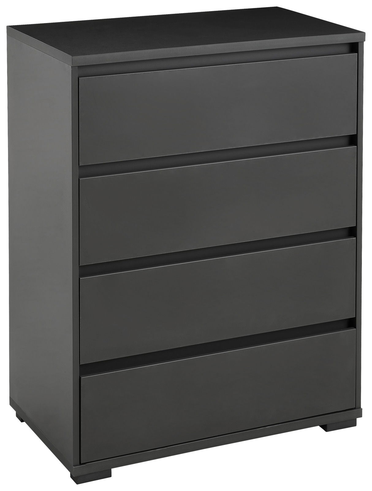 Carryhome Hochkommode LINE Schwarze Hochkommode mit vier Schubladen, seitliche Perspektive