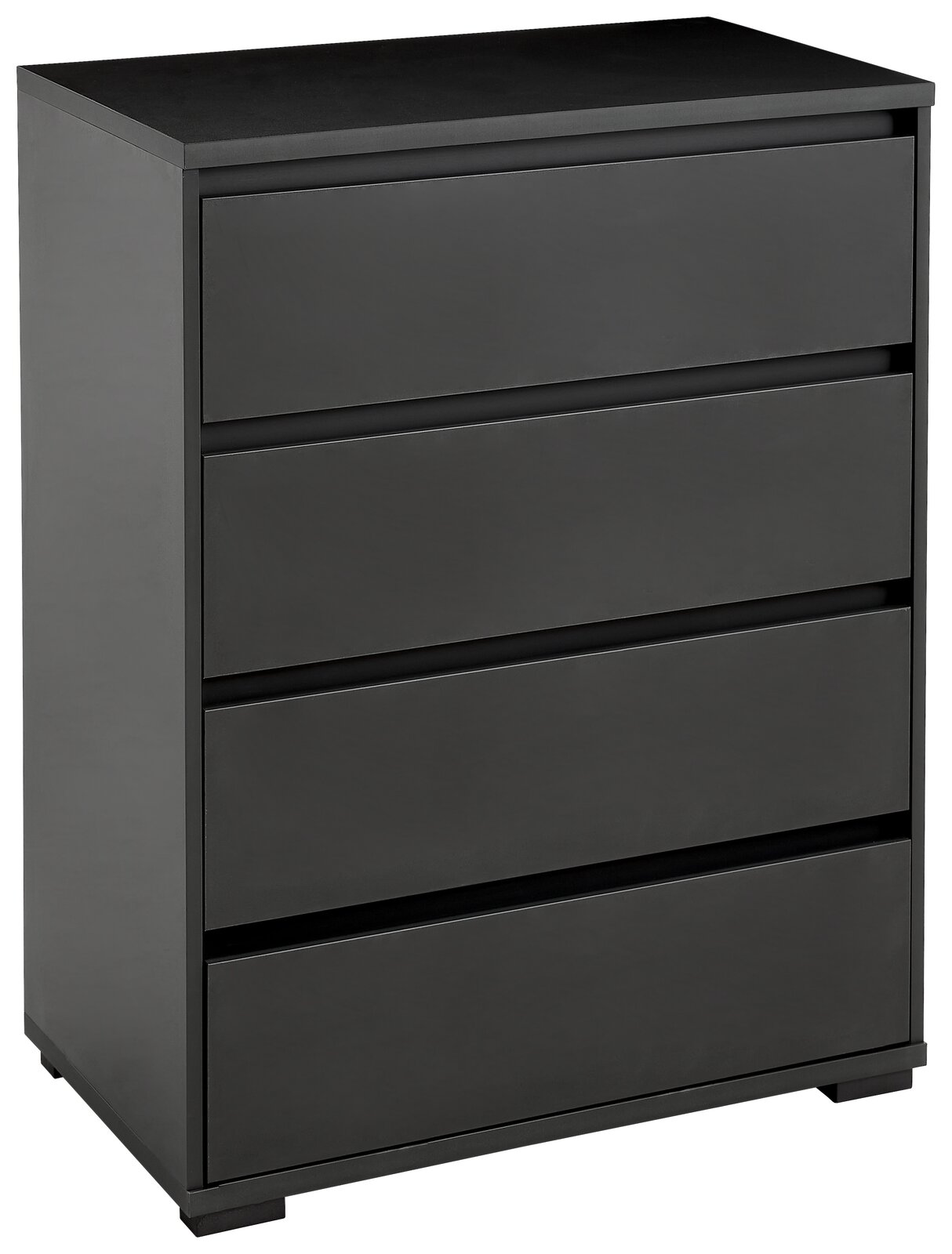 Carryhome Hochkommode LINE Schwarze Hochkommode mit vier Schubladen, seitliche Perspektive