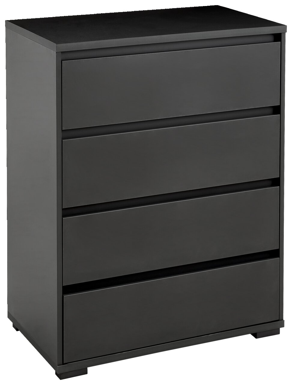 Carryhome Hochkommode LINE Schwarze Hochkommode mit vier Schubladen, seitliche Perspektive