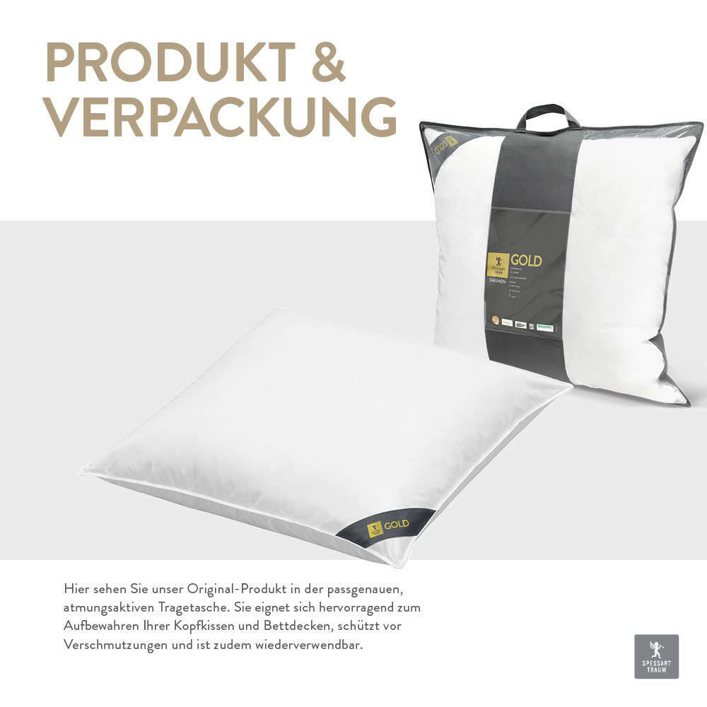 Spessarttraum Kissen GOLD 80x80cm, Vorderansicht mit Verpackung