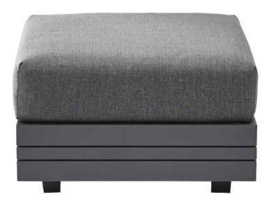 Grauer Loungesessel mit quadratischer Sitzfläche, seitliche Perspektive