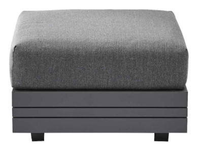 Grauer Loungesessel mit quadratischer Sitzfläche, seitliche Perspektive