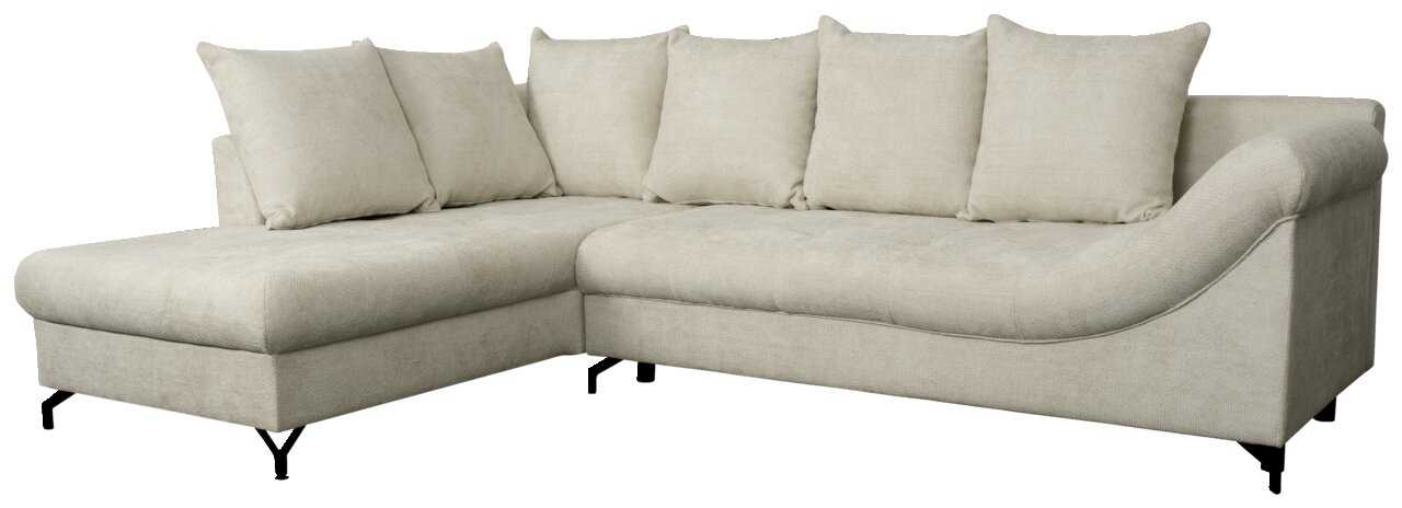 Z2 Ecksofa METZ Beige Ecksofa mit linker Ottomane, Ansicht von vorne.