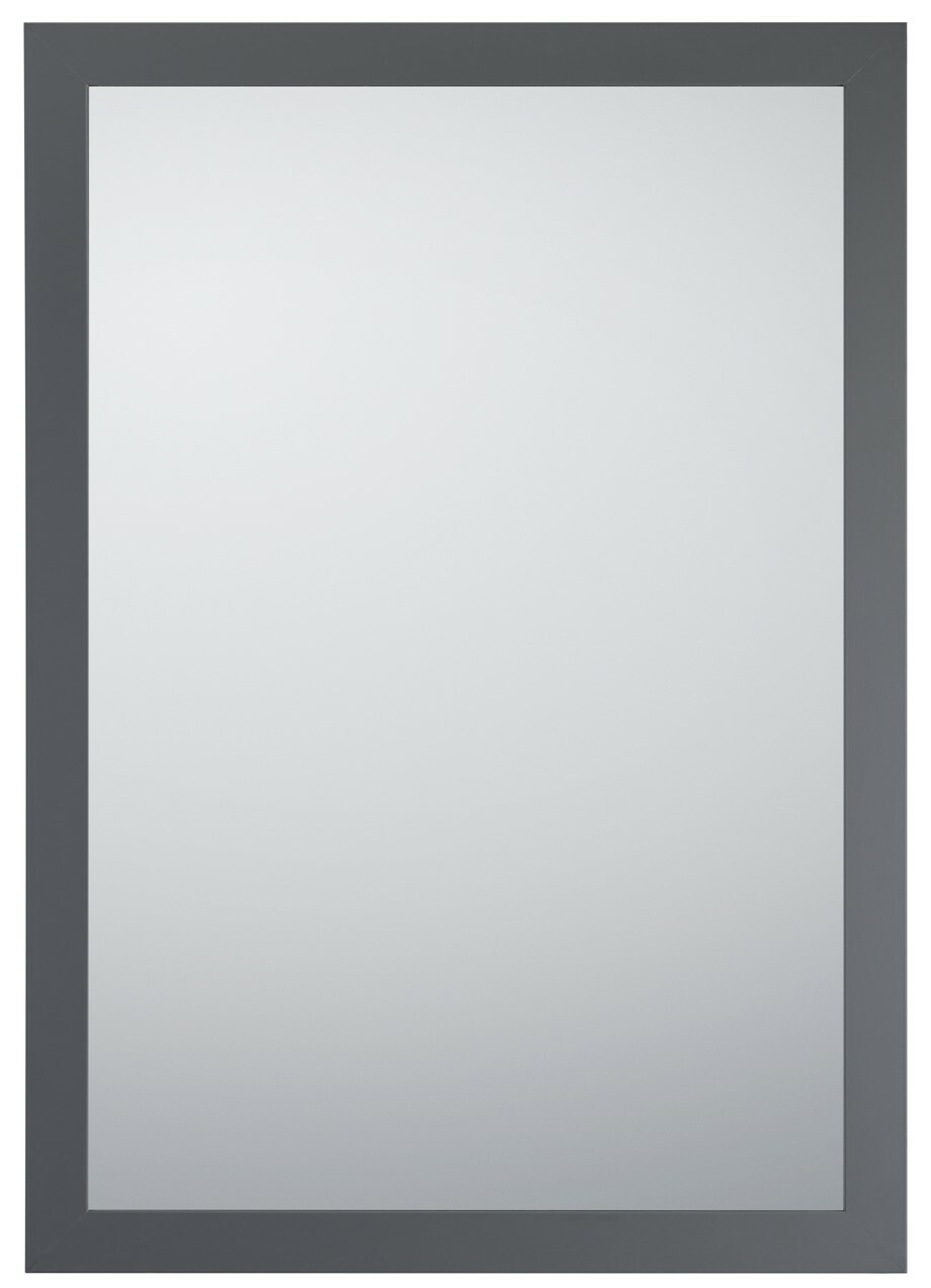 Rechteckiger Spiegel mit schwarzem Rahmen, frontal fotografiert