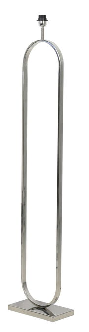 Moderne Stehleuchte aus Metall in ovaler Form, seitliche Perspektive