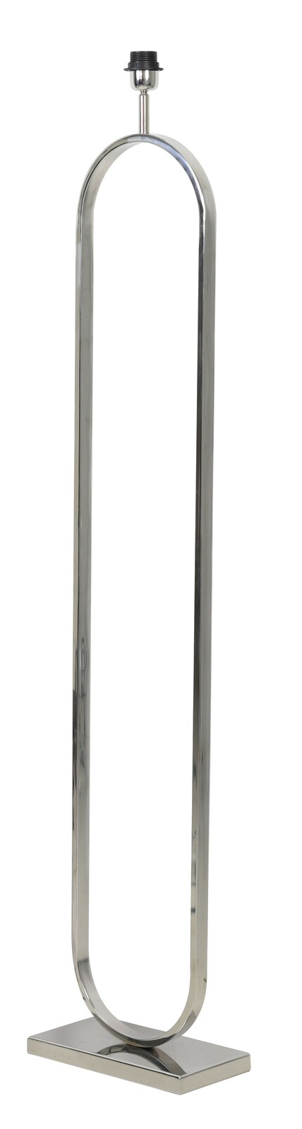 Moderne Stehleuchte aus Metall in ovaler Form, seitliche Perspektive