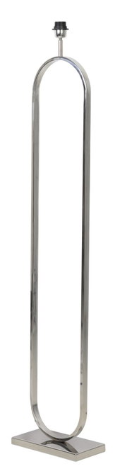 Moderne Stehleuchte aus Metall in ovaler Form, seitliche Perspektive