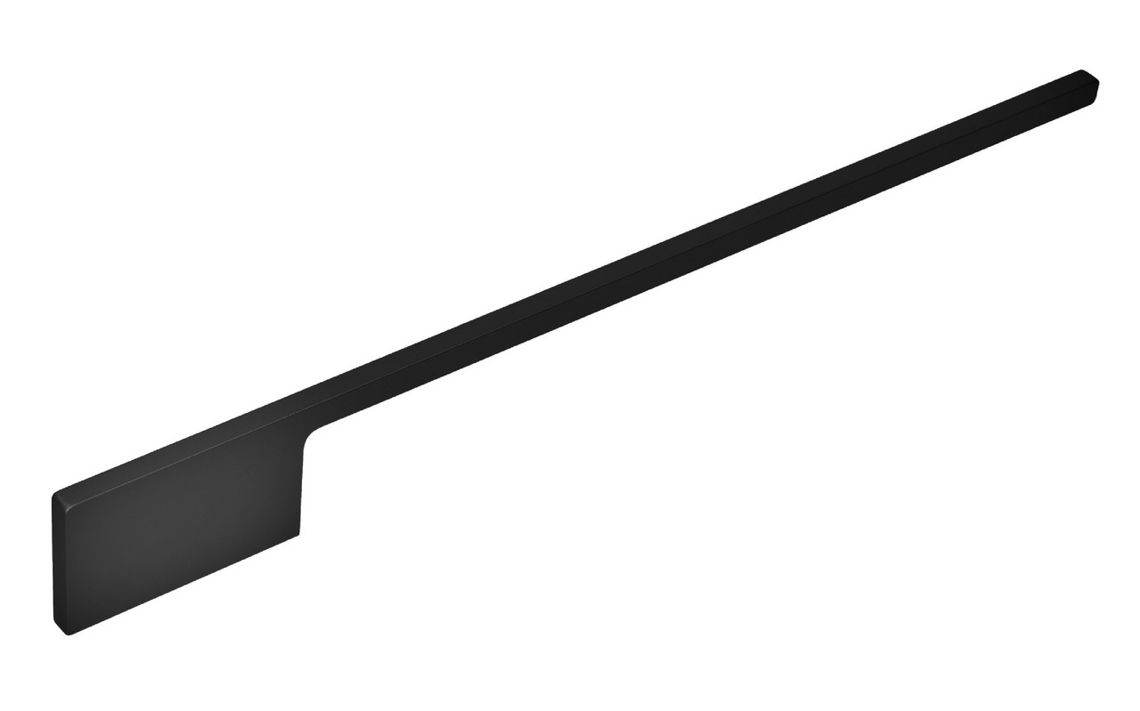 Schwarzer Handtuchhalter in seitlicher Perspektive, modernes und minimalistisches Design.