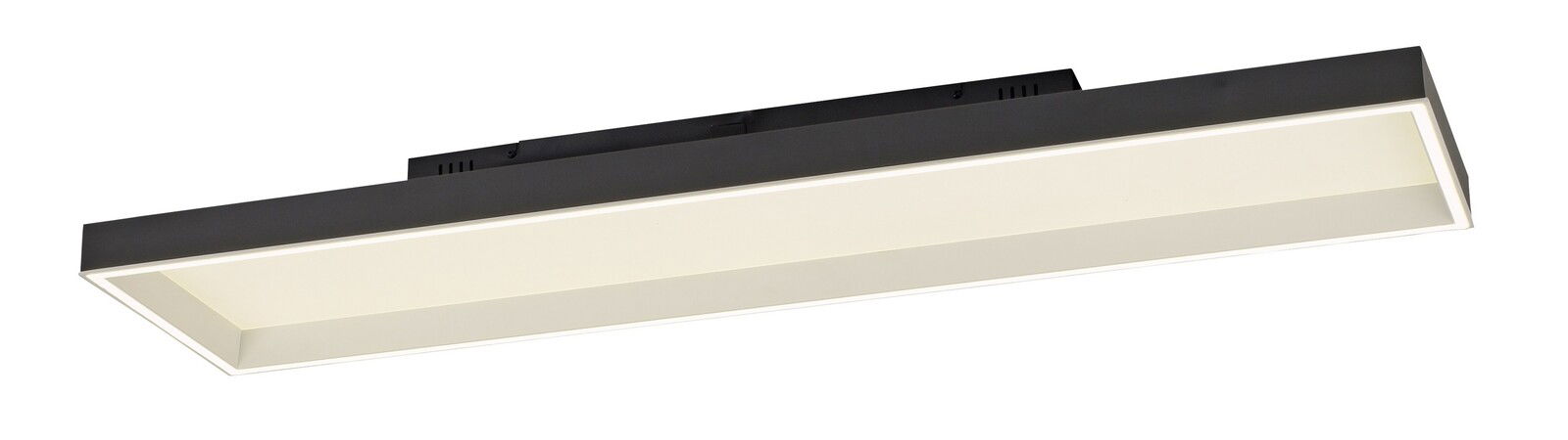 Rechteckige Deckenleuchte Q-MAGONG von Paul Neuhaus in schwarzem Gehäuse, seitliche Perspektive