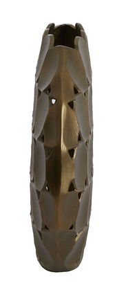 Goldene Vase mit durchbrochenem Blattmuster, Frontalansicht