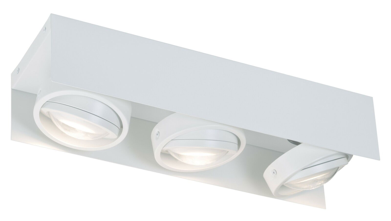 Megatron LED-Deckenleuchte CARDANO LED Aufbauleuchte mit drei verstellbaren Strahlern, seitliche Perspektive