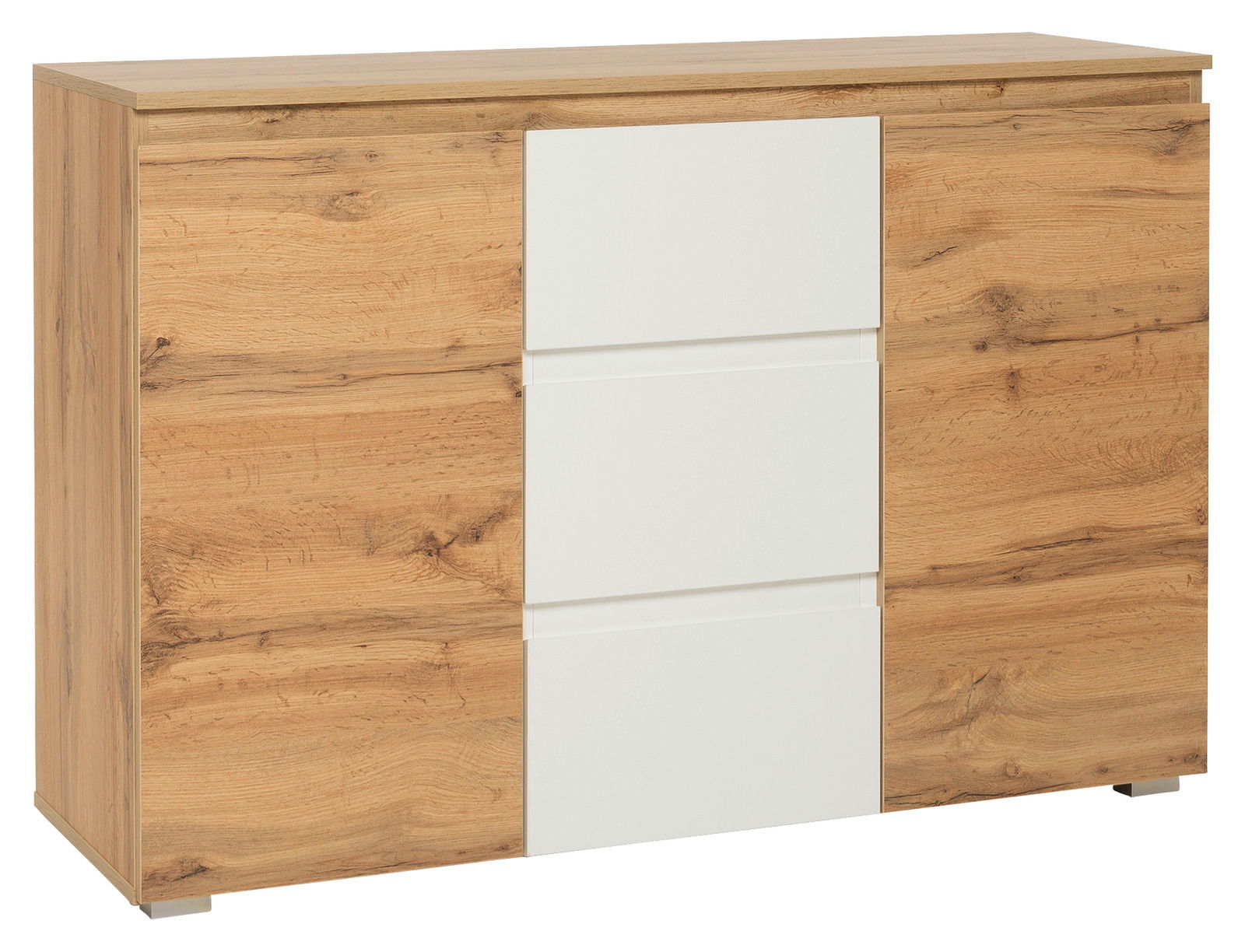 Z2 Kommode IMAGE Kommode aus Holz mit weißen Schubladenfronten, seitliche Perspektive