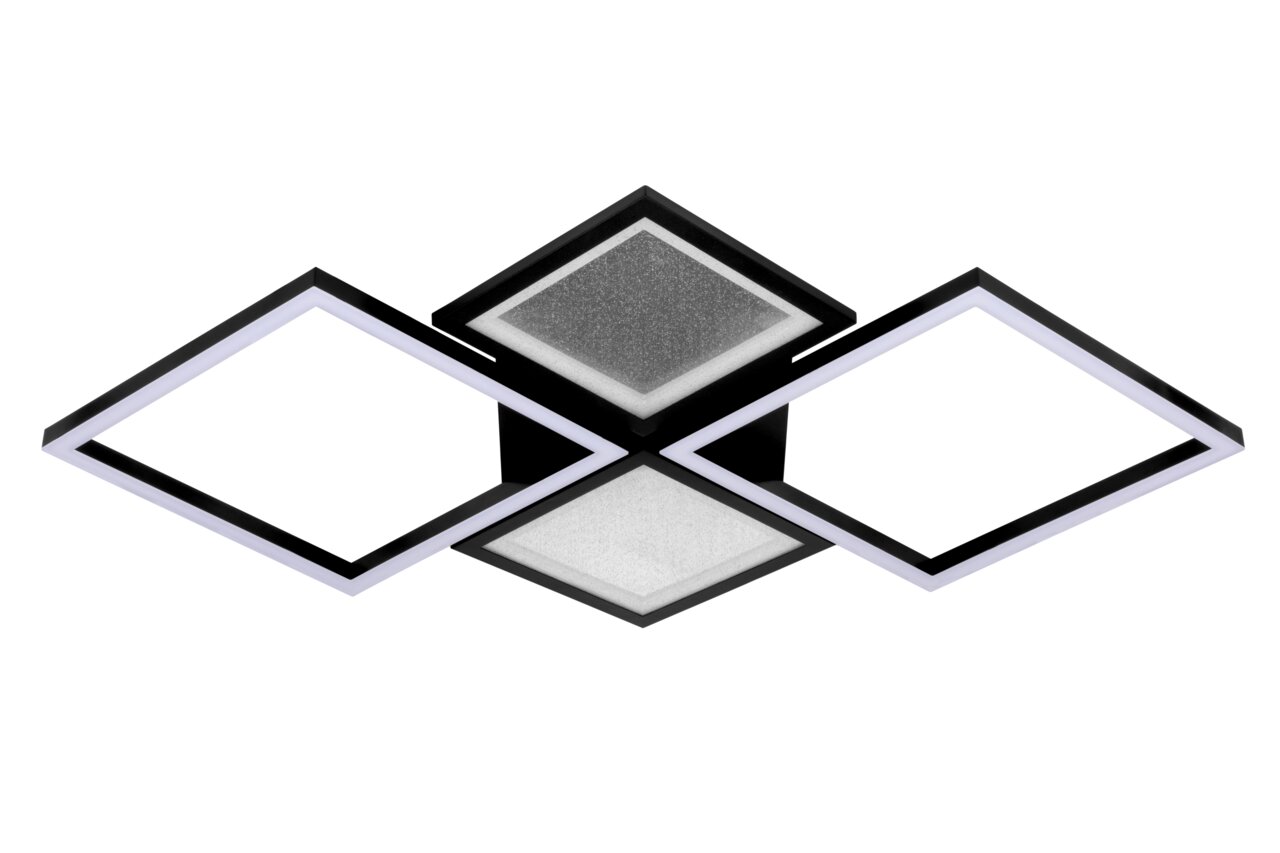 Moderne LED-Deckenleuchte mit geometrischem Design, seitliche Perspektive