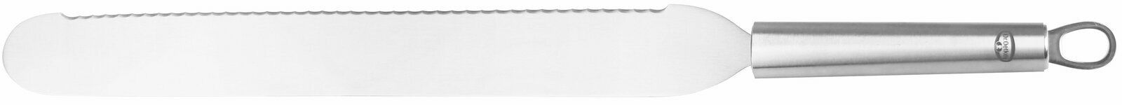 Kuchenmesser mit Wellenschliff und Edelstahlgriff, seitliche Ansicht