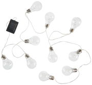 Lichterkette mit Glühbirnen-Design und Solarpanel, von oben betrachtet