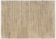 Designer Teppich mit vertikalen Streifen in Beige- und Brauntönen, Draufsicht