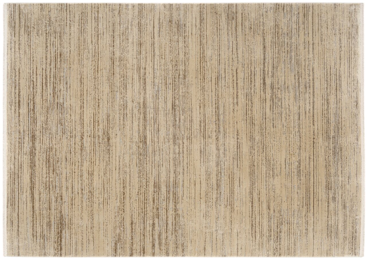 Designer Teppich mit vertikalen Streifen in Beige- und Brauntönen, Draufsicht