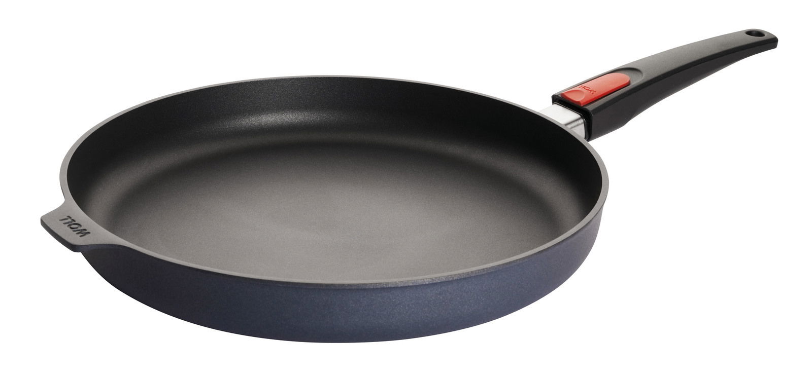 Gusspfanne 32cm Diamond Lite mit schwarzem Griff, seitliche Perspektive