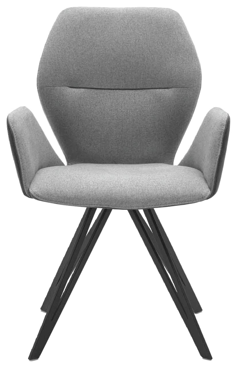 Grauer Armlehnenstuhl mit modernem Design, Vorderansicht