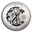 Silberfarbene Wanduhr aus Metall mit sichtbarem Zahnrad-Design, frontal abgebildet.