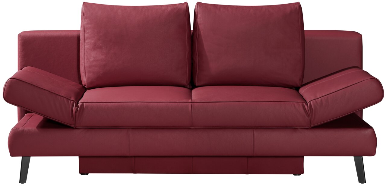 Rotes Querschläfer-Sofa mit verstellbaren Armlehnen, Frontalansicht