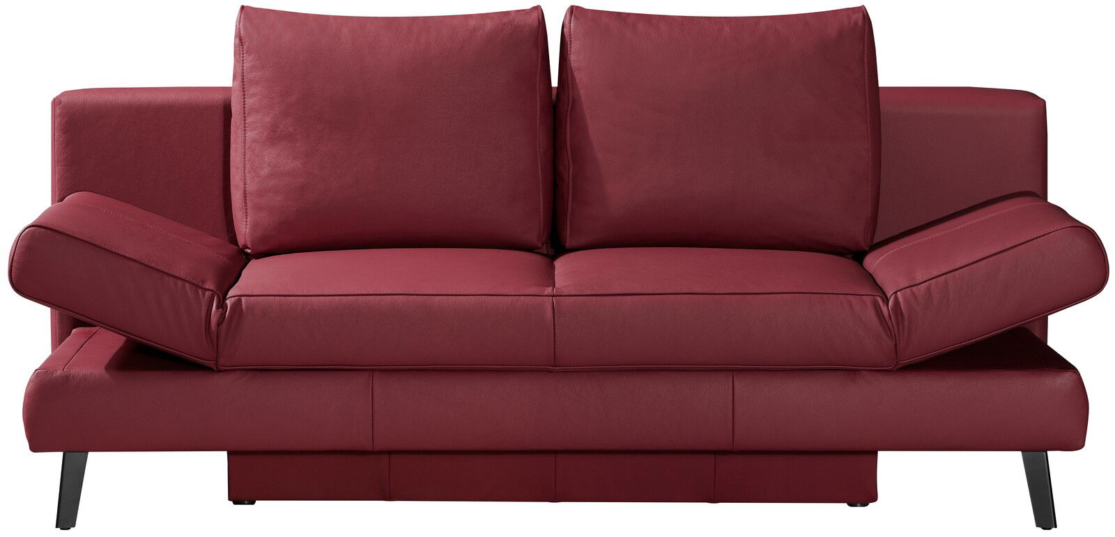 Rotes Querschläfer-Sofa mit verstellbaren Armlehnen, Frontalansicht